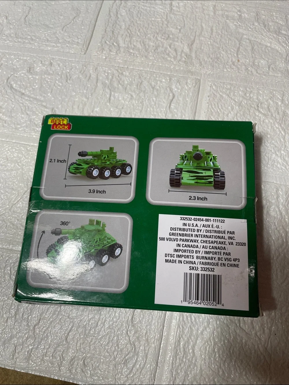NIB Best-Lock Army Tank Building Block Set 79 pc LEGO Compatible Military Toy